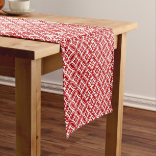 Shippo mit Blume Motif, Rot und Weiß Kurzer Tischläufer