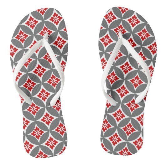 Shippo mit Blume Motif, Rot, Weiß und Grau Badesandalen (Fußbett)
