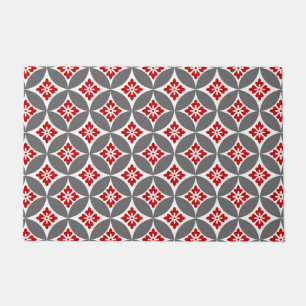 Shippo mit Blume Motif, Rot, Weiß und Grau Fußmatte