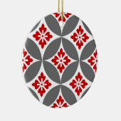 Shippo mit Blume Motif, Rot, Weiß und Grau Keramik Ornament (Rechts)