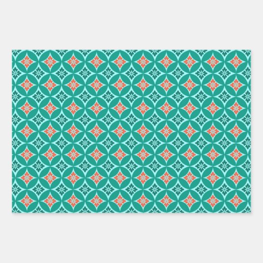 Shippo mit Blume Motif, Schwarz, Wein, Türkis Geschenkpapier Set (Vorderseite 3)