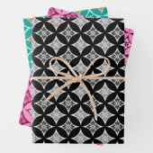 Shippo mit Blume Motif, Schwarz, Wein, Türkis Geschenkpapier Set (Beispiel)