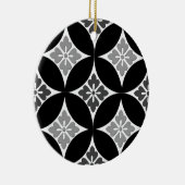 Shippo mit Blume Motif, Schwarz, Weiß und Grau Keramik Ornament (Rechts)