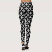 Shippo mit Blume Motif, Schwarz, Weiß und Grau Leggings (Rückseite)