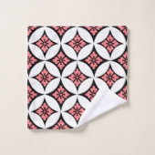 Shippo mit Blume Motif, Schwarz, Weiß und Rosa Badhandtuch Set (Waschlappen)