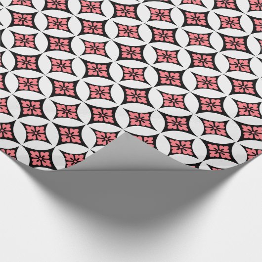 Shippo mit Blume Motif, Schwarz, Weiß und Rosa Geschenkpapier (Ecke)