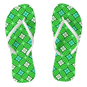Shippo mit Blume Motif, Shades of Jade Green Badesandalen