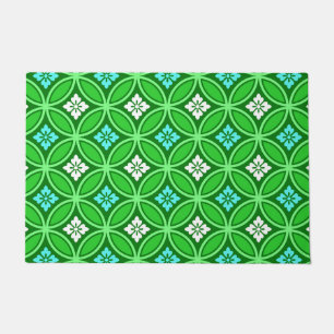 Shippo mit Blume Motif, Shades of Jade Green Fußmatte