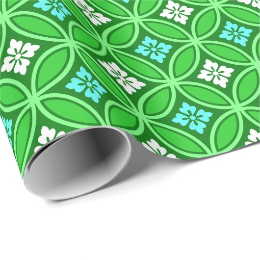Shippo mit Blume Motif, Shades of Jade Green Geschenkpapier (Rolleneckpunkt)