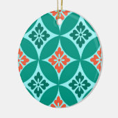 Shippo mit Blume Motif, Türkis und Korallenriff Keramik Ornament (Links)