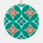 Shippo mit Blume Motif, Türkis und Korallenriff Keramik Ornament (Hinten)