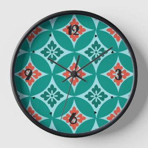 Shippo mit Blume Motif, Türkis und Korallenriff Uhr