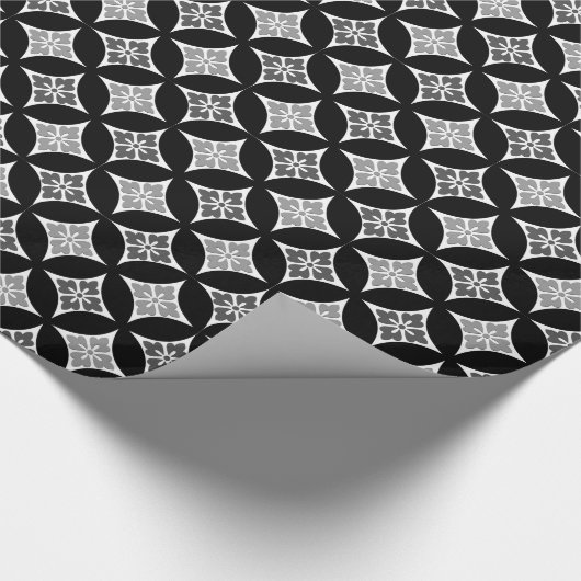 Shippo mit Blumen-Motiv, Schwarzem, Weiß und Grau Geschenkpapier (Ecke)