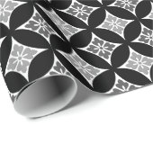 Shippo mit Blumen-Motiv, Schwarzem, Weiß und Grau Geschenkpapier (Rolleneckpunkt)