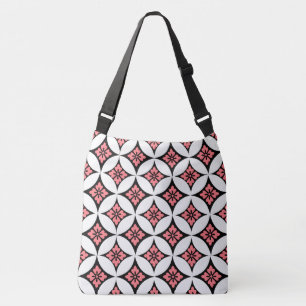 Shippo mit Blumenmotiv, Schwarz, Weiß und Rosa Tragetaschen Mit Langen Trägern