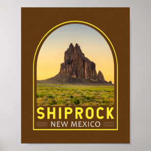 Shiprock New Mexico Retro-Emblem-Kunst Vintage Poster