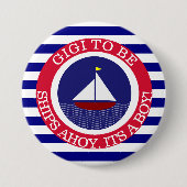 Ships Ahoy, seine Jungs-Baby-Duschtaste Button (Vorderseite)