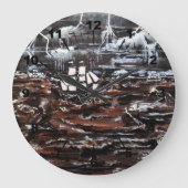 Ships in a Storm Painting by Alfred Fox Große Wanduhr (Vorderseite)