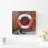 Ships Lifebelt Quadratische Wanduhr (Zuhause)