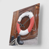 Ships Lifebelt Quadratische Wanduhr (Winkel)