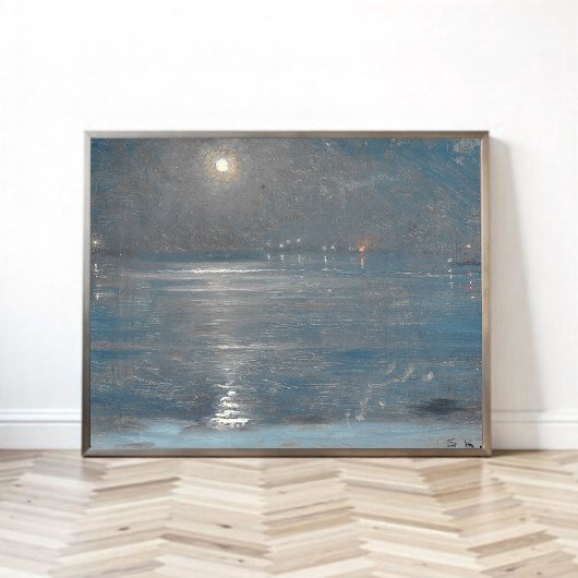 Ships with lanterns at sea, Peder Severin Krøyer Poster