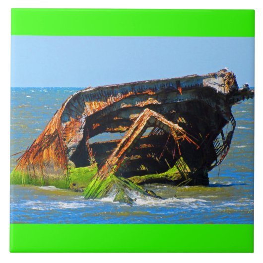 Shipwreck Abstrakt Blue Fliese (Vorderseite)