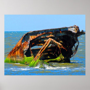 Shipwreck Abstrakt Blue Poster