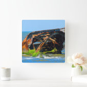 Shipwreck Abstrakt Blue Quadratische Wanduhr (Zuhause)