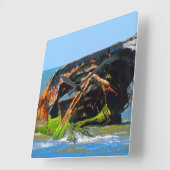 Shipwreck Abstrakt Blue Quadratische Wanduhr (Winkel)