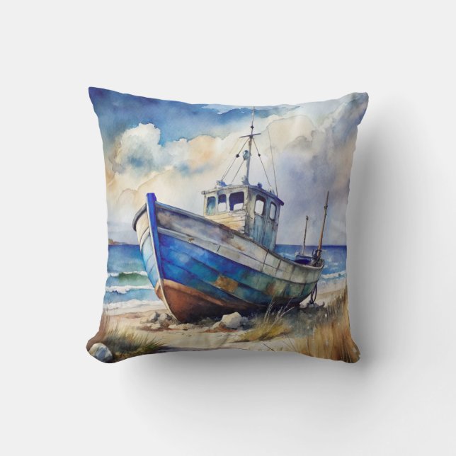 Shipwreck Boat Beach Themed Kissen (Vorderseite)