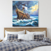 Shipwreck-Malerei - Art on Canvas Print Leinwanddruck (Insitu (Schlafzimmer))