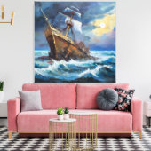 Shipwreck-Malerei - Art on Canvas Print Leinwanddruck (Insitu (Wohnzimmer))