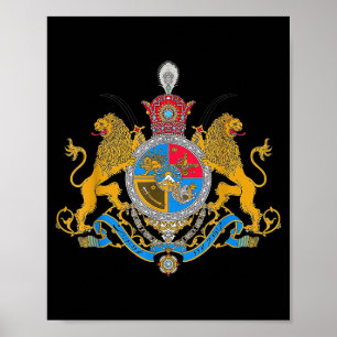 Shir o khorshid iran pahlavi-Flagge Löwe und Sonne Poster