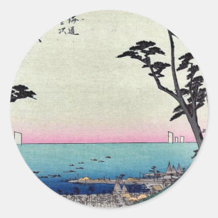 Shirasuka von Ando, Hiroshige Ukiyoe Runder Aufkleber