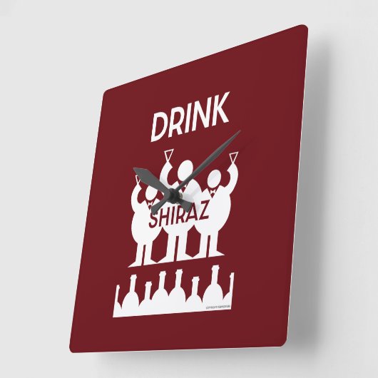 Shiraz Wine Drinkers Quadratische Wanduhr (Winkel)