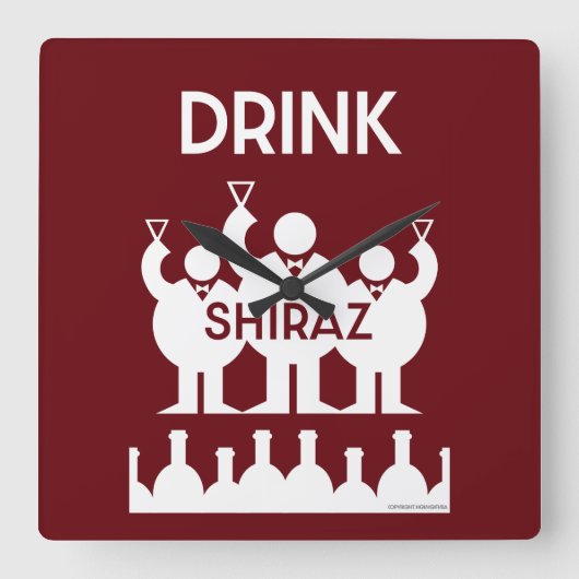 Shiraz Wine Drinkers Quadratische Wanduhr (Vorderseite)