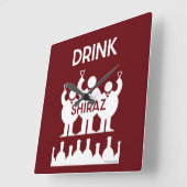 Shiraz Wine Drinkers Quadratische Wanduhr (Winkel)