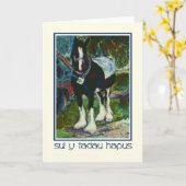 Shire Horse Vathers Day Card: Walisischer Gruß Karte (Gelbe Blume)