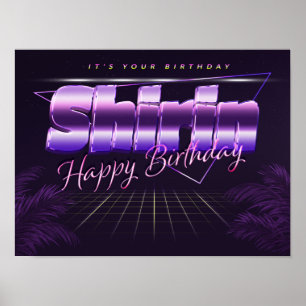 Shirin Name Vorname lila retro Poster Geburtstag