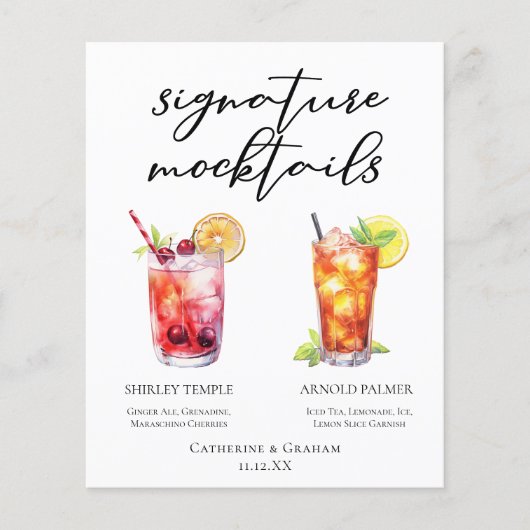 Shirley Temple Arnold Palmer Mocktails Menü (Vorderseite)