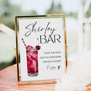Shirley Temple Bar Sign, Shirley Mocktail Print Poster
