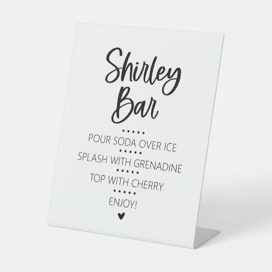 Shirley Temple Mocktail Bar Pedestal Sign Sockelschild (Vorderseite)
