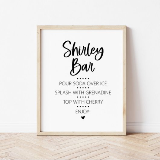 Shirley Temple Mocktail Bar Sign Poster