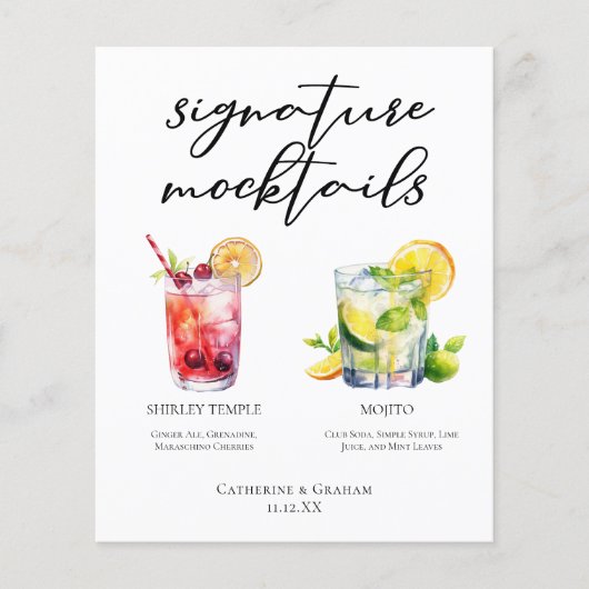 Shirley Temple Mojito Signature Mocktails Menü (Vorderseite)