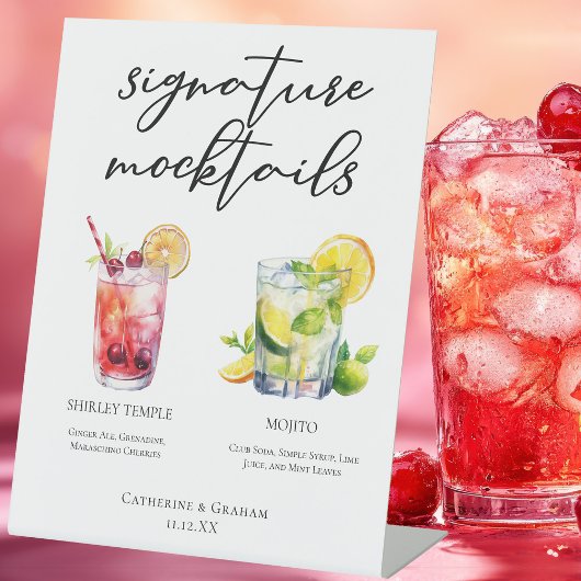 Shirley Temple Mojito Signature Mocktails Menü Sockelschild