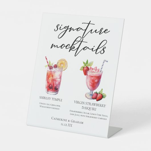 Shirley Temple Strawberry Daiquiri Mocktails Menü Sockelschild (Vorderseite)