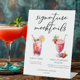 Shirley Temple Strawberry Daiquiri Mocktails Menü Sockelschild