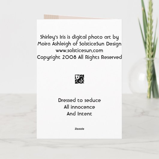 Shirleys Iris Karte (Rückseite)