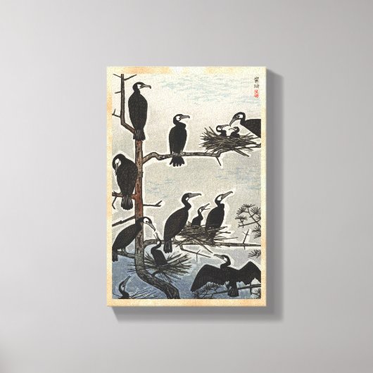 Shiro Kasamatsu Ansammlung Cormorants ukiyo-e Leinwanddruck (Vorderseite)