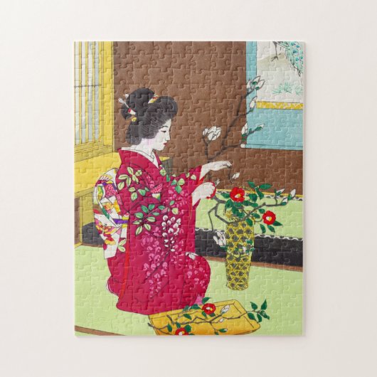 Shiro Kasamatsu Ikebana Blume Lady maiko art Puzzle (Vertikal)